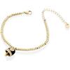 Donipreziosi Bracciale Donna - Campanella Capri Bracciale in Acciaio Dorato, Campanella Capri Colorata - Bigiotteria Donna Ipoallergenica e Antigraffio, Chiusura a Moschettone (Nero)