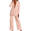Generico Tailleur Donna Pantaloni e Giacca Taglie Forti Elegante Completo da Donna Maniche Lunghe Business Completa Tinta Unita Completo di Pantaloni e Blazer Due Pezzi per Matrimoni e Feste