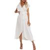 Cocila Abito Copricostume da Donna Vestito Donna Elegante Lungo Verde Fiore per Abito Cerimonia Donna Tubino Inverno Donna Abito Damigella Giallo Abito Estivo Lungo Morbido (White, L)