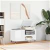 Prissent Mobile Porta Dischi 85x38x48 cm Legno Multistrato - Mobili Soggiorno, Salotto, TV, CD - Libreria Vinile Scaffale Stretto Bianco Lucido