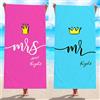 YHYanHui Mr and Mrs - Set di 2 asciugamani da spiaggia in microfibra, per donne e uomini, stampa con corona e regina, leggeri e sottili, set di 2 asciugamani da bagno per coppie, 70 x 150 cm (stile 3)