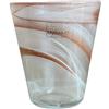 Omniacasa, Set di 6 Bicchieri Acqua In Vetro di Murano, Lavorazione Artigianale, Decorati Con Effetto Onde, Colore Bianco e Marrone, Made in Italy, Eleganti da Tavola, Idea Regalo