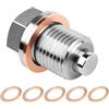 JNNJ Tappo Di Scarico Dell'olio Magnetico, Dado Di Scarico Della Coppa Magnetica, Tappo Scarico Olio Motore, Con Rondella Di Schiacciamento in Rame, Automotive Raccordi in Acciaio Inox(M16x1.5)