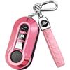 FT FUNTOR Custodia per chiavi Fiat, 3 tasti visivi in TPU per Fiat Guscio Chiave Adatto per FIAT 500 500L Brava Bravo Doblo Ducato Fiorino Punto Panda Qubo Scudo Stilo Lancia (B-Rosa)
