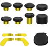 KD.FLY 13 in 1 Metal Thumbstick Kit for Xbox One Elite Series 2, Xbox Elite Controller Replacement Parts, Gaming Accessory with 6 Metal Swap Joysticks, 2 D-pads, 4 Paddles with Storage Bag, Black&Gold