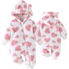 Yaopelky neonato vestiti carino orso Snowsuit neonato pile con cappuccio Romper Toddler One Piece Jumpsuit tute per le ragazze bambino (Rosa, 0-3 Mesi)