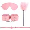 Kutocesy Kit Bondage Rosa 4 Pezzi In Pelle Benda Occhio Manette Bavaglio Set Bondage Per Letto Giocattoli Sessuali Per Coppie Bondage (Pink)