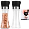 Dhisperares 2 Pezzi 190 ML Macina Sale e Pepe Manuale, Spessore Regolabile Ceramica Macina Peperoncino, Vetro Trasparente e Acciaio Inox Porta Sale e Pepe, Adatto per Spezie, Pepe, Sale e Peperoncino