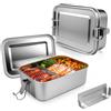 Guru-Shop Cestino Pranzo In Acciaio Inox – Set Da 2 Pezzi Con Scatola Interna, 4,5x17x11 Cm, Ideale Per Scuola E Campeggio