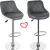 RELOVE 2 Sgabello da Bar Moderno Girevole Sedia Cucina Alta con Schienale Quadrato Poggiapiedi Senza Braccioli Altezza Regolabile in Similpelle 2Pezzo-PU-(grigio+bianco)