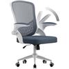 naspaluro Sedia da Ufficio,Sedie Scrivania Ergonomica Con Braccioli Ribaltabili a 90°,Poltrona Ufficio Lombare, Rivestimento in Rete Traspirante, Sedia Girevole a 360° Con Funzione Swing,Blu-Grigio
