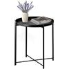 ShAzan Tavoli e tavolini Vassoio In Metallo for Tavolo Laterale, Vassoio Rimovibile, for Uso Esterno E Interno, for Bevande, Snack E Caffè, Telefono, Comodino, 2 Colori ( Color : Black , Size : 17.32*17.32*2