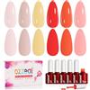 Ozzeal Nude x Coral Kit di Smalto Gel, 8ml Senza HEMA - 6 Colori Beige, Nudo, Rosa, Corallo,Smalto Gel Soak-Off con Luce UV per Primavera/Estate, Ideale per Saloni e Nail Art Design