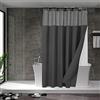 N&Y HOME Tenda da doccia a nido d'ape con fodera in tessuto a scatto, 12 ganci inclusi, stile hotel, idrorepellente e lavabile, tessuto pesante e finestra superiore in rete, 180 x 183 cm, grigio