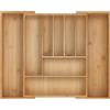 Relaxdays Portaposate da Cassetto Allungabile, Divisorio a 7-9 Scomparti per Posate, 5x29,5-47,5x38 cm, Bambù, Naturale