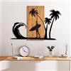 Wallity Elegante accessorio decorativo da parete in legno, 57 x 84 cm, 100% vero legno (3 cm) e metallo (1,5 mm), finitura unica noce e nera, perfetto per la decorazione della casa