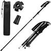 Daelesr 2 Pezzi Bastoni Trekking, Bastoncini Trekking Pieghevoli, Racchette Walking con Manico in Eva e Borsa, Alluminio per Montagna Escursioni e Sci, 113-138cm (Nero)