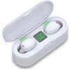 Generico Auricolari senza fili Bluetooth 5.3 Universali Impermeabili IPX7 Cuffie Sportive con Microfono 120 ore Stereo HiFi 9D Bassi Profondi, Touch, Cancellazione Del Rumore (BIANCO)