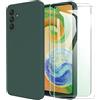 MOONESS Cover per Samsung Galaxy A04s / A13 5G Custodia,Con 2 Pellicola Vetro Temperato Morbida Sottile Liquid TPU Case per Samsung Galaxy A04s / A13 5G - Verde scuro
