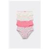Tezenis 4 Paia Slip Bimba In Cotone Stampato Bambina Rosa