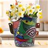 Teeloray Vaso da Fiori con Viso Astratto Vaso Decorativo per Fiori con Viso Vasi per Piante in Resina con Porta di Scarico Decorazioni Primaverili per il Giardino da Interno ed Esterno (Accigliato)