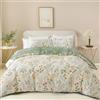 Wotcsil Set Copripiumino Floreale Parure Copripiumino Matrimoniale 220 x 240 cm Verde Bianco Arancione Motivo Giardino Fiore Foglie Botanico con 2 Federa 50x75 cm Completo Sacco Parure Letto