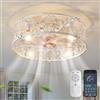 Ganeed Ventilatore da soffitto con Gabbia e Luci Stile Industriale Fattoria Illuminazione da Soffitto 51cm Basso Profilo Lampada da Soffitto Montaggio a Filo E27 con Telecomando Bianco 4 Luci