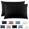 REDKEY Coppia di Federe 40 x 60 cm, Set di 2 Tessuti per Cuscino Letto, con Cerniera Nascosta, 100% Microfibra è morbida e traspirante， Nero