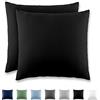 REDKEY Coppia di Federe 40 x 40 cm, Set di 2 Tessuti per Cuscino Letto, con Coperchio Ribaltabile (senza Cerniera), 100% Microfibra è morbida e traspirante，Nero