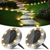 Peasur Luci Solari da Giardino, 2 Pezzi Faretto Led da Esterno Solare da Terra, 8 LED Sepolta Faretti Solari Impermeabile per Prato, Scala, Paesaggio (Bianco Caldo)