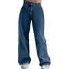 Fulidngzg Jeans Da Donna Baggy Dritta Senza Cerniera Pantaloni Con Brillantini Oversize Morbidi Traspiranti Tinta Unita Gamba Cotone Larghi Curvy