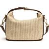 Junerain Borsa a Tracolla Intrecciata in Paglia da Donna Borsa Piccola in Rafia Pochette in Paglia for le Vacanze Estive al Mare Borsa a Secchiello in Paglia Estiva con Manico Superiore