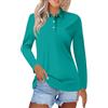 Generisch polo donna tinta unita manica lunga risvolto maglietta sportiva tennis golf casual traspirante, A02 tinta unita azzurro cielo, 4XL