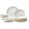 VEVOR Set di Stoviglie, 12 Pezzi Servizio per 4 Persone, Piatti Ciotole Rotondi, Stoviglie in Ceramica Antigraffio, Piatti per Lavastoviglie Microonde, per Insalata Zuppa Pasta, Bianco