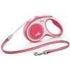 FLEXI Guinzaglio estensibile con impugnatura morbida, 3m, 5m, 8m, rosso, per cani di piccola taglia