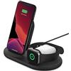 Belkin Caricabatteria wireless 3 in 1, stazione di ricarica da 7,5 W, dock per iPhone 15, 14, 13, Apple Watch ed AirPods e altri - Nero