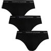 Tommy Hilfiger Uomo Slip Hipster Confezione da 3 con Fascia con Logo, Nero (Blk/Blk/Blk), S