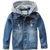amropi Bambini Ragazzi Giacca di Jeans con Cappuccio Denim Giubbotto Casual Giubbino Jacket Blu03,5-6 Anni