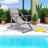LIBEROSHOPPING Sdraio mare pieghevole in legno faggio con tela in polipropilene Grigio MICOS