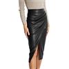 CRITOR Gonna Longuette in Ecopelle da Donna Gonne a Tubino Aderenti in PU con Spacco Laterale Sexy a Vita Alta, Nero, Kaki