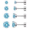 Limerencia Orecchini in titanio donna, 4 paia di piercing in titanio ipoallergenici con fondello a vite per orecchie sensibili Cartilagine (Colore B)