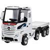 Mondial Toys MONDIALTOYS Camion Elettrico Per Bambini 12V Mercedes Actros con Sedile in Pelle Telecomando Porte Apribili Ruote in Gomma Full Optional (Con Rimorchio, Bianco)