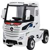 Mondial Toys MONDIALTOYS Camion Elettrico Per Bambini Mercedes Actros Truck 12V con Sedile in Pelle Telecomando Porte Apribili Ruote in Gomma Full Optional (Senza rimorchio, Bianco)