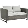 NATERIAL Divano da giardino con cuscino grigio e braccioli Noa NATERIAL da 2 posti, struttura in acciaio seduta in rattan sintetico antracite, L 136 x H 62 x P 68 cm