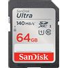 SanDisk Ultra 64GB SDXC 140MB/s - Scheda di Memoria, con velocità fino a 140 MB/s, prestazioni dell'app A1, UHS-I, Classe 10, U1