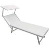 VivaGarden Lettino Prendisole Mare Professionale Spiaggia Giardino Madagascar 183/189x61x38 cm in Alluminio con Tettuccio Parasole colore Bianco - BC807926-BIAN