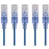 Monoprice Cavo patch Ethernet Cat6A antigroviglio, RJ45, 550 Mhz, 3 G, UTP, filo di rame puro nudo, 30 AWG, confezione da 5, 90 cm, blu, serie SlimRun
