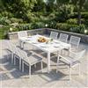 MIlani Home DEXTER - set tavolo in alluminio cm 200/300 x 100 x 74 h con 6 sedie e 2 poltrone Dexter