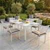 MIlani Home DEXTER - set tavolo in alluminio cm 200/300 x 100 x 74 h con 4 sedie e 2 poltrone Dexter