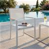 MIlani Home IMPACTO - poltrona impilabile in alluminio bianco o antracite con braccioli effetto legno